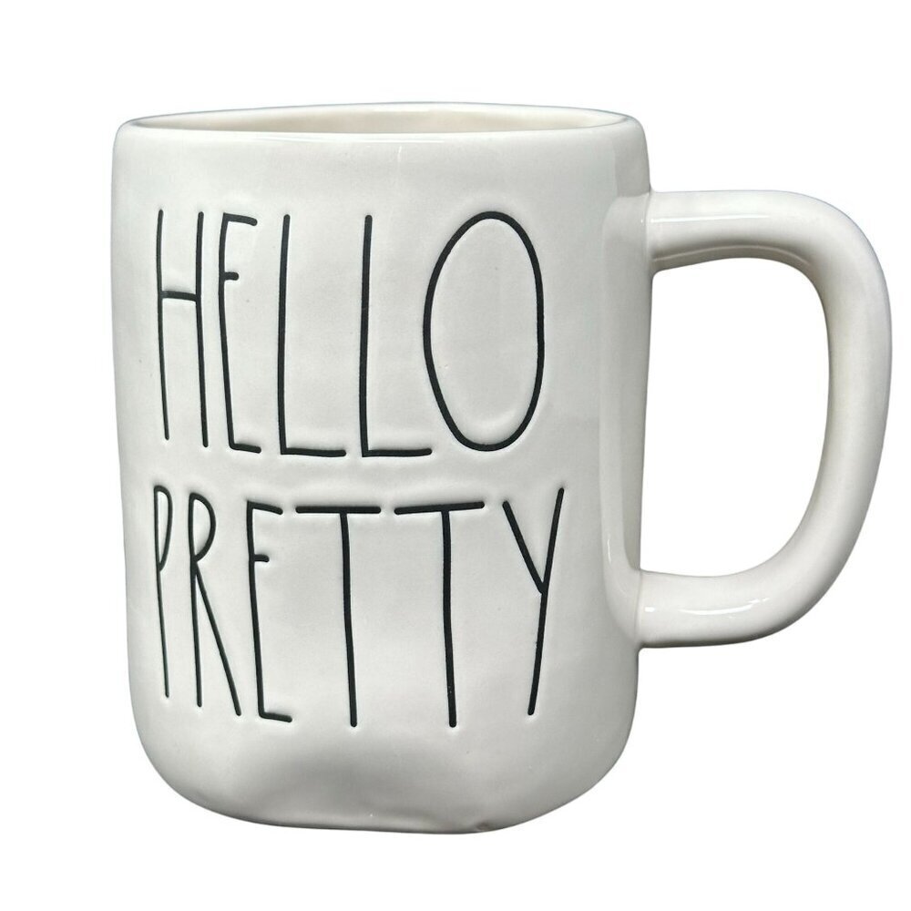 Rae Dunn HELL0 PRETTY Mug Large Coffee Cup Ceramic Magenta LL Farmhouse Gift New